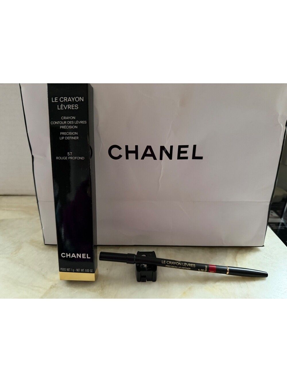 Chanel Le Crayon Lèvres Precision Lip Definer 57 Rouge Profond - NIB w Sharpener